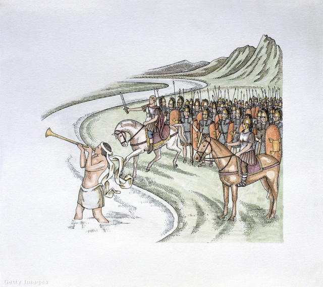Caesar seregei élén átlépi a Rubicont