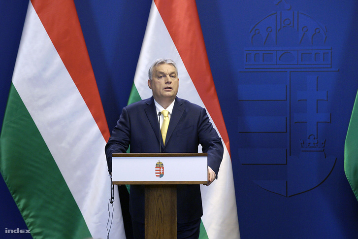 Orbán Viktor évindító nemzetközi sajtótájékoztatóján a Karmelita kolostorban 2020. január 9-én