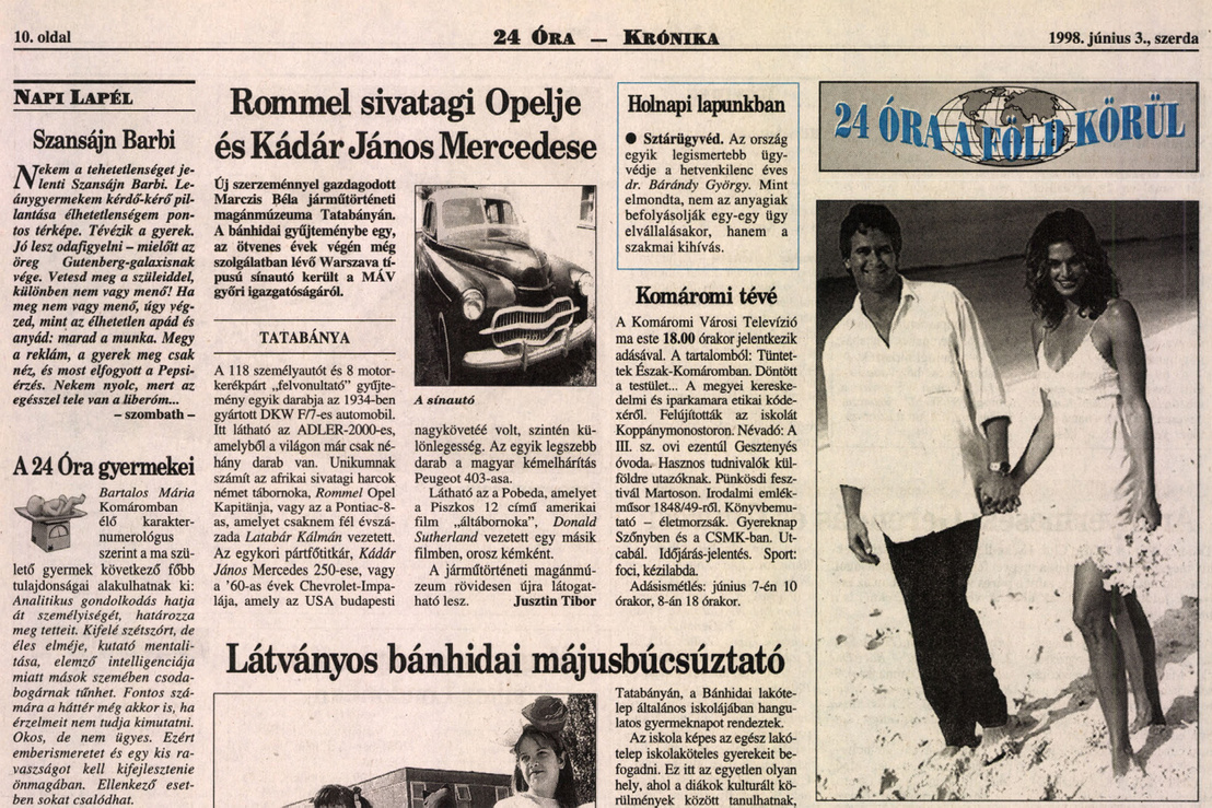 Jusztin Tibor 1998. júniusi híradása a gyűjtemény új darabjáról, egy Warszava sínautóról.
