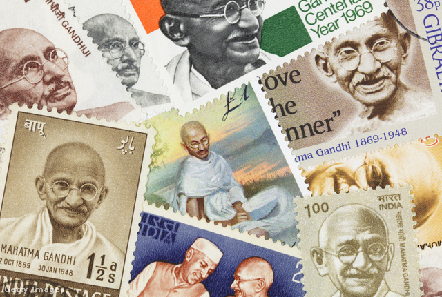 Bélyegek Gandhi arcképével