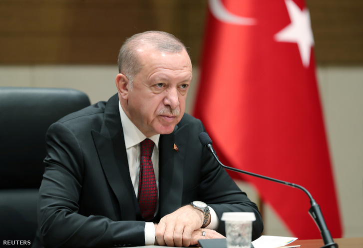 Recep Tayyip Erdogan a mai sajtótájékoztatón Isztambulban