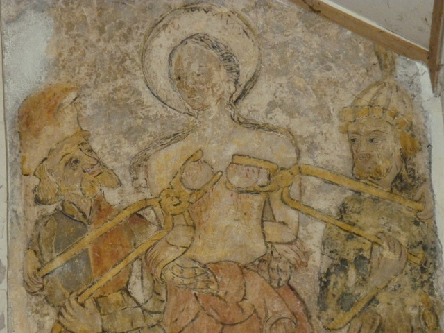 Szent Ágota ábrázolása a risi templom freskóján (Franciaország)