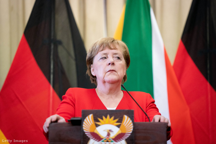 Angela Merkel német kancellár Pretoriában 2020. február 6-án