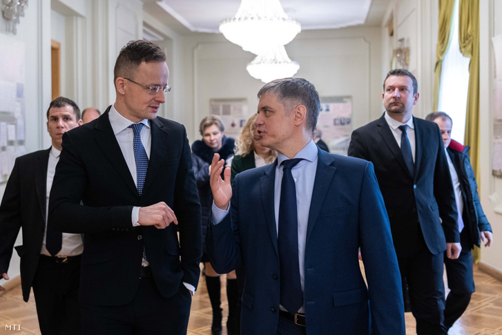 Szijjártó Péter külgazdasági és külügyminiszter és Vadim Prisztajko ukrán külügyminiszter találkozója Kijevben 2020. február 7-én.