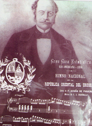 Debali portéja és az uruguayi himnusz partitúrájának részlete