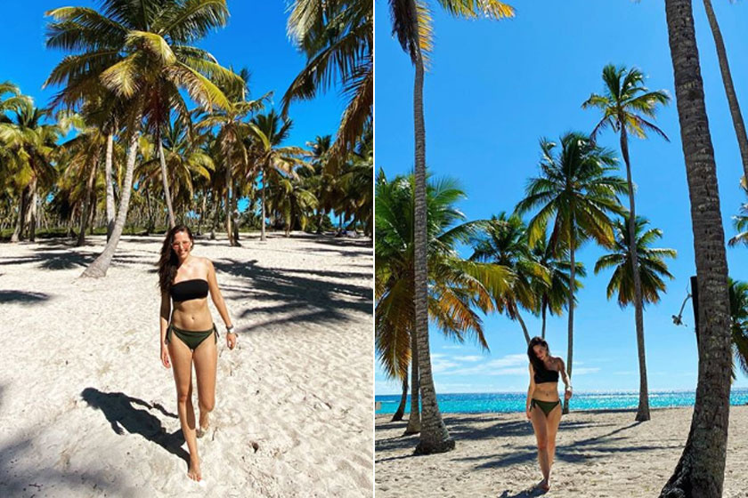 Fluor Tomi Dominikán, a pálmafák alatt készített Mesiről bikinis fotókat.