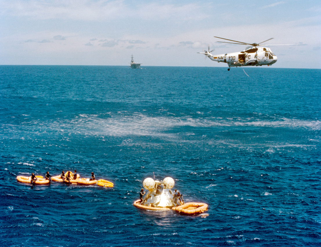 Az ASTP parancsnoki modulja a Csendes-óceánon, visszatérés után