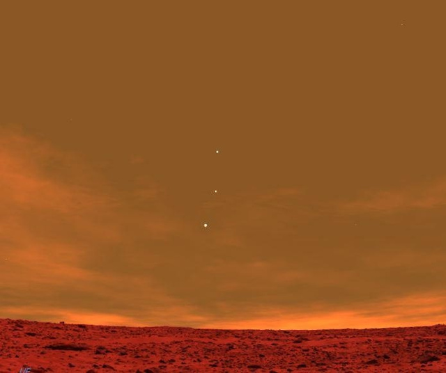 Azt terjesztik, hogy ezt látta a Curiosity a Marsról: a Föld, a Vénusz és a Jupiter együttállását - az igazság ezzel szemben az, hogy ez egy szoftveresen generált tájkép