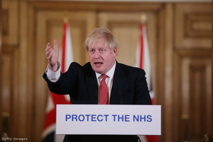 Boris Johnson a koronavírus-járványról tartott sajtótájékoztatón Londonban 2020. március 22-én
