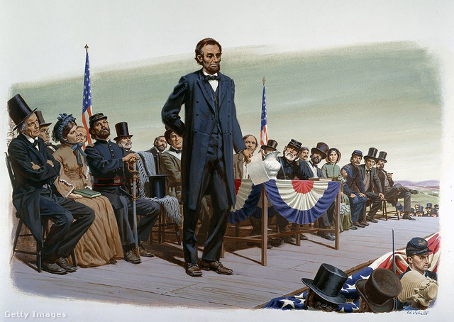Abraham Lincoln a gettysburgi beszéde közben