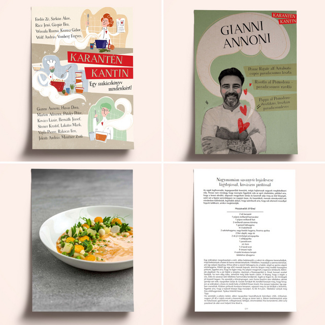 Ízes, házias, szeretettel főzött ételek receptjeit gyűjti a könyv. Kollázs a szakácskönyv oldalaiból.