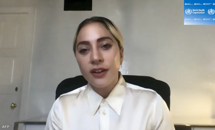 Lady Gaga a WHO online bejelentésén 2020. április 17-én