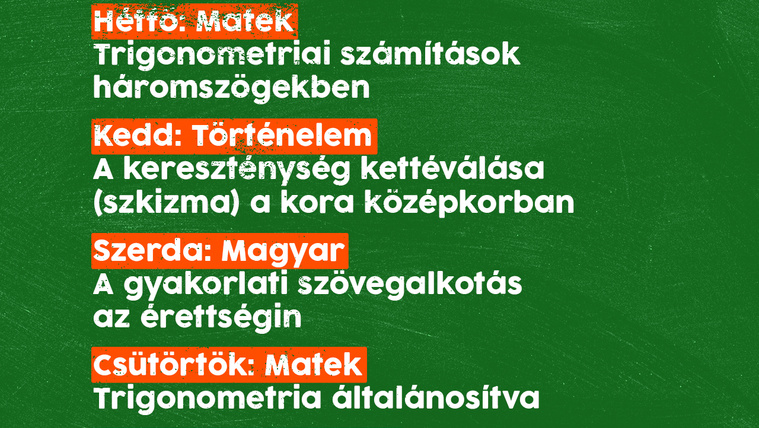 iskolateve orarend 6 nap