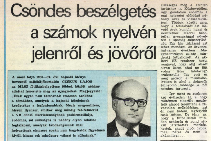 Czékus Lajos főtitkárhelyettes 1986-os cikke