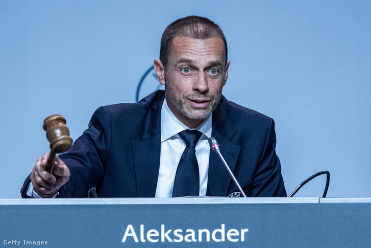 Aleksander Ceferin, az Európai Labdarúgó-szövetég elnöke az UEFA 44. kongresszusán Amszterdamban, 2020. március 3-án.