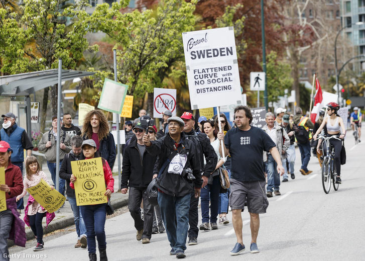 A 2020. április 26-án Vancouverben zajlott tüntetés