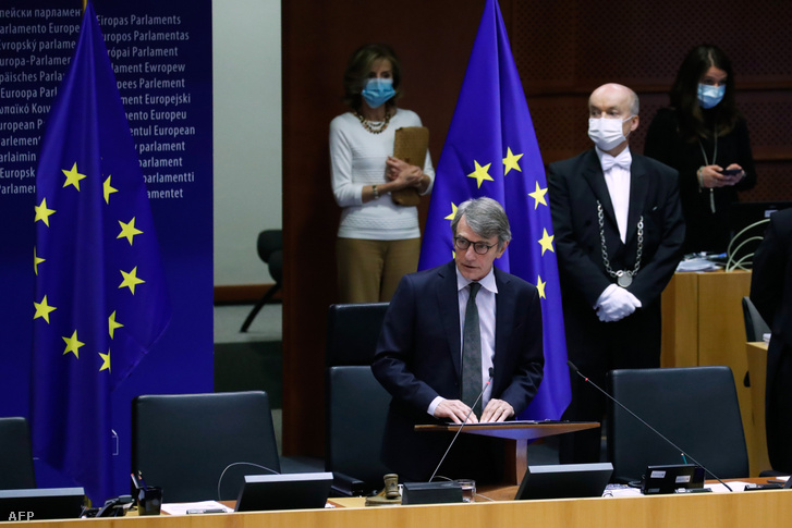 David Sassoli, az EP elnöke az Európai Parlamentben 2020. május 13-án
