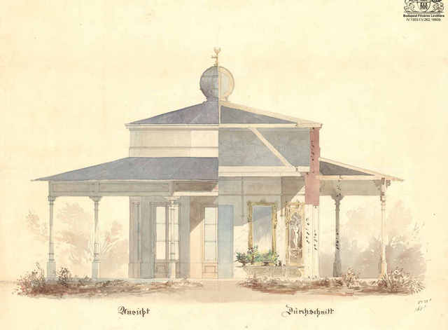 Feszl pavilonterve valóban a Városligetbe készült 1860-ban, de nem ide és nem sorozatgyártásra