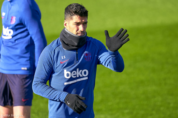 Luis Suárez a Barcelona januári edzésén.