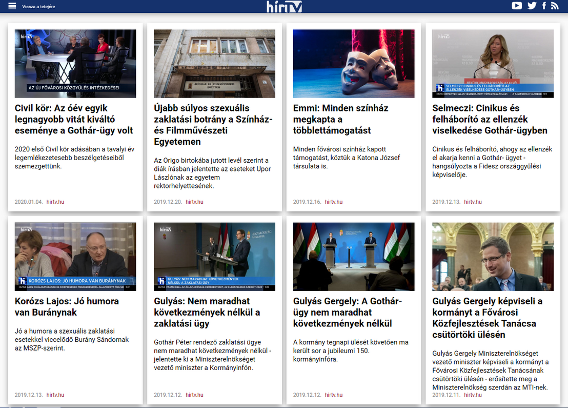 Gothár-ügy kulcsszóra keresés találati listája a Hír TV oldalán