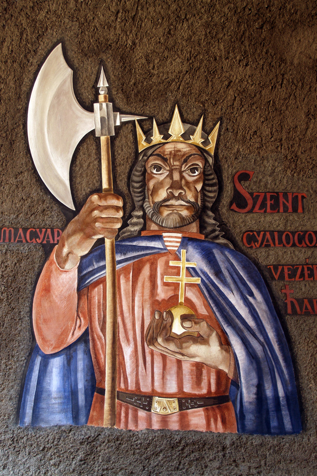 Szent László Aba Novák Vilmos freskóján, a szegedi Hősök kapuján
