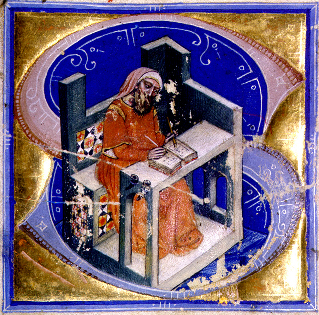 Középkori munkaállomás ábrázolása a Képes Krónikából