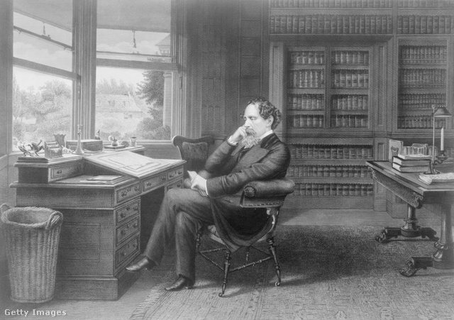 Charles Dickens a dolgozószobájában
