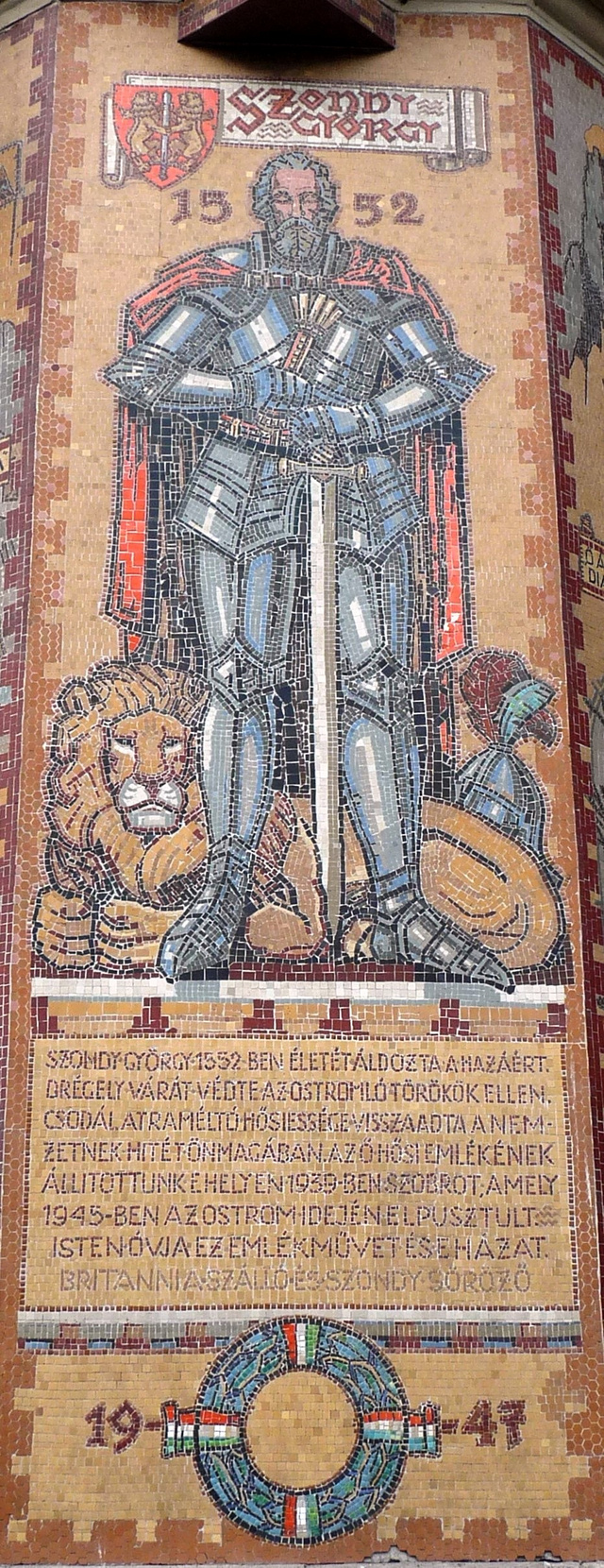 A hős várvédőről készült mozaik, Haranghy Jenő munkája