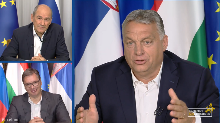 Orbán Viktor beszél a videókonferencián