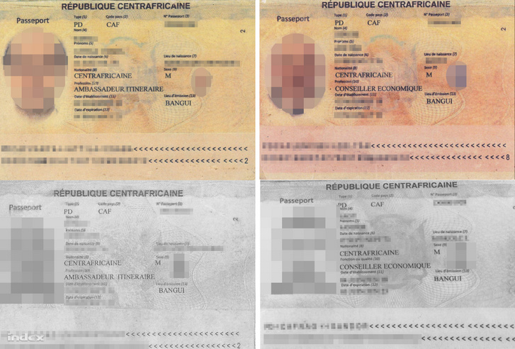 A Közép-Afrikai Köztársaság "diplomataútlevelei". A tulajdonosaik azt hitték, eredeti okmányokat vásároltak.