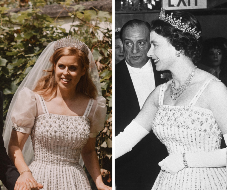 Beatrix hercegnő és II. Erzsébet ugyanabban a ruhában.