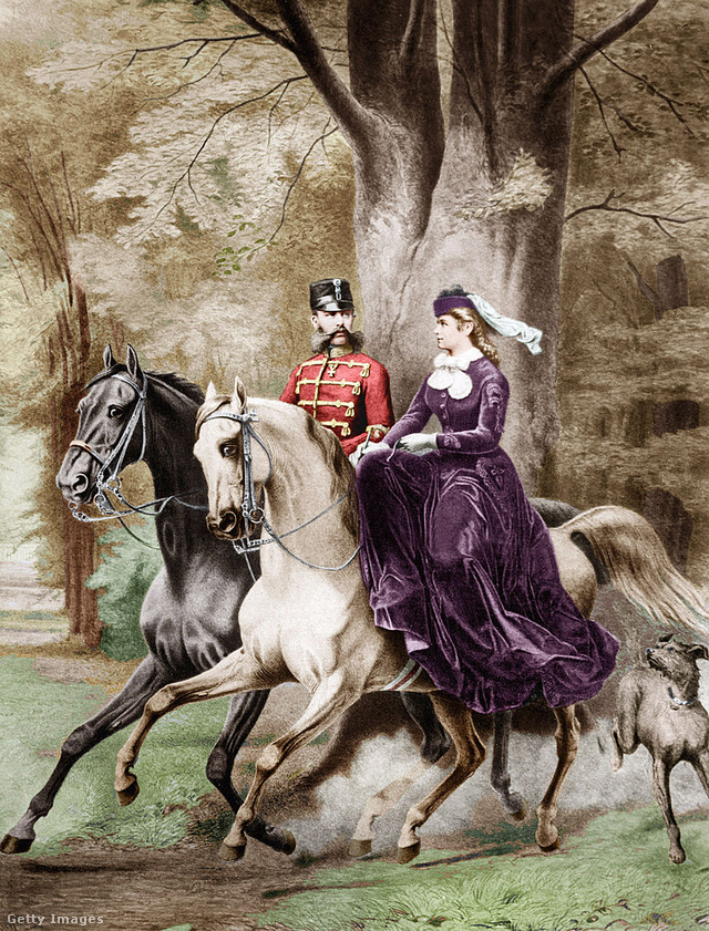 Ferenc József és Erzsébet lovaglás közben