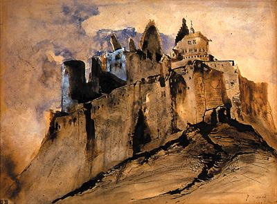 Victor Hugo festménye: Vianden kastélya