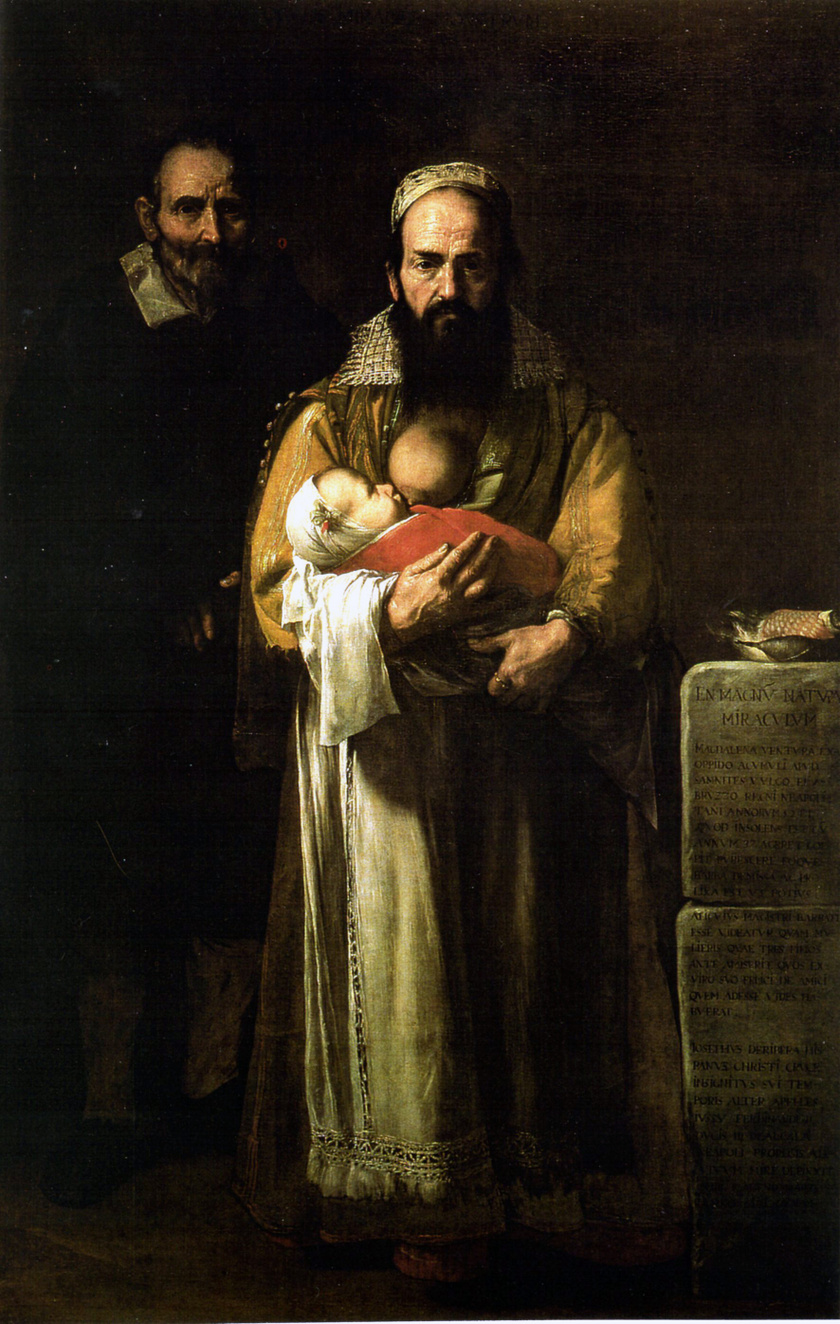 Jusepe de Ribera: Magdalena Ventura férjével és gyermekével (La mujer barbuda), 1631