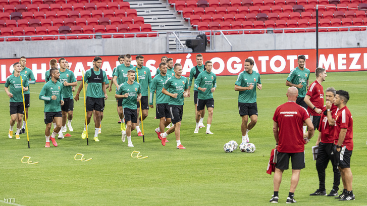 A magyar labdarúgó-válogatott edzése a Puskás Arénában 2020. szeptember 5-én a Nemzetek Ligája másnapi Magyarország-Oroszország mérkőzése elõtt.
