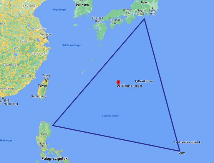 Az Ördög-tenger avagy - ahogy a helyiek nevezik - a Sárkány-háromszög elhelyezkedése
