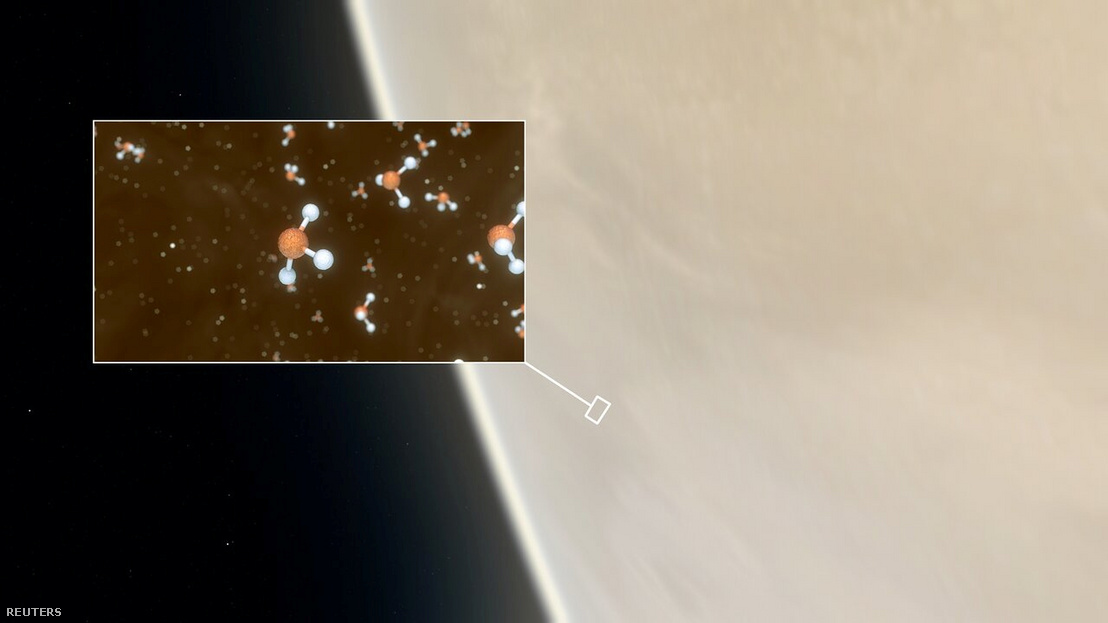 Illusztrációs kép a Vénusz légkörében található foszfin molekuláról