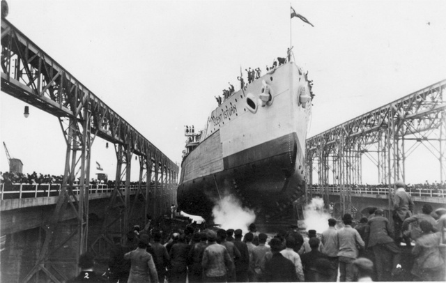 A Szent István csatahajó vízre bocsátása 1914. január 17-én