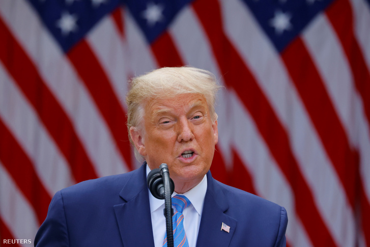Donald Trump amerikai elnök a vírustesztelési-tervekről beszél a Fehér Ház rózsakertjében, 2020 szeptember 8-án