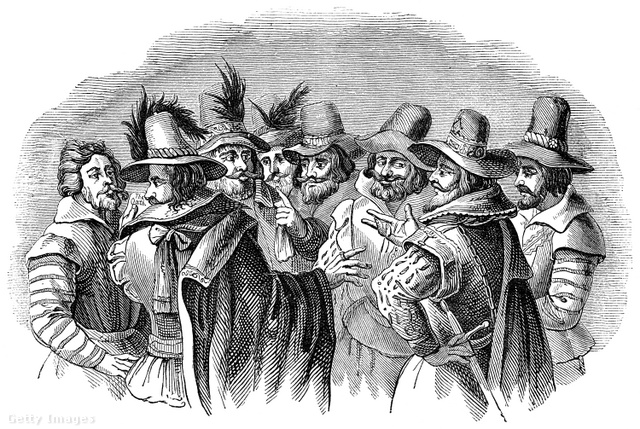 A lőporos-hordó összeesküvés résztvevői (1878-as illusztráció)