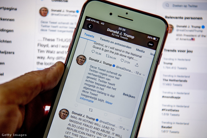 Donald Trump tweetje a képen, a Twitter másodszor is blokkolta Trump üzenetét, amire a Fehér Ház mérgesen reagált.
