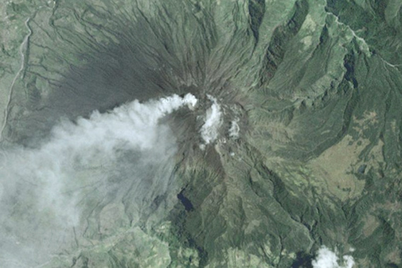 A Tungurahua vulkán a Google earth képén