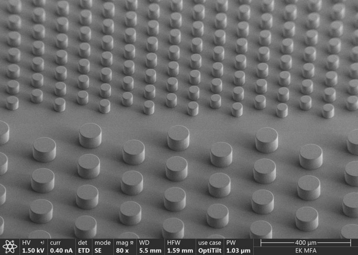 A mikrofluidikai kazetta mikroszkopikus szerkezetének pásztázó elektronmikroszkópos képe