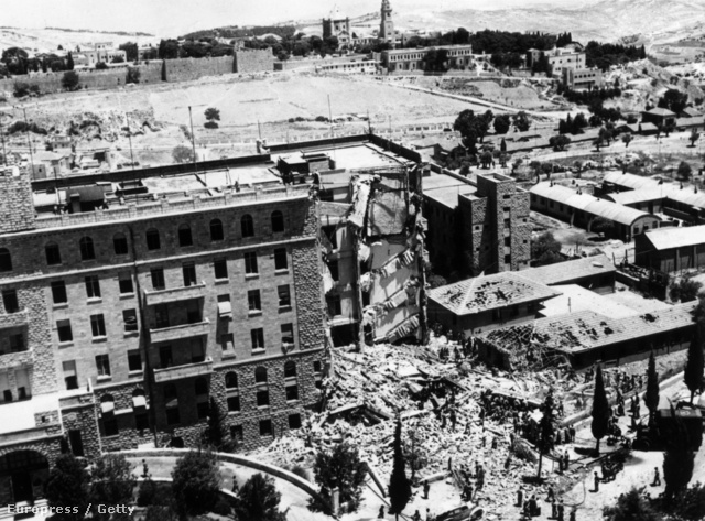 King David Hotel a a robbantás után 1946. július 26-án