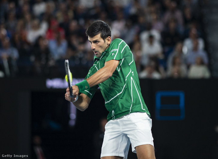 Novak Djokovic az Australian Openen 2020 február 2-án.