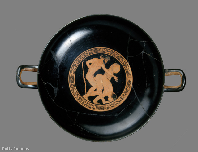 A művészetben is megörökítették a szexet (Athéni edény a Kr. e. 5. századból).