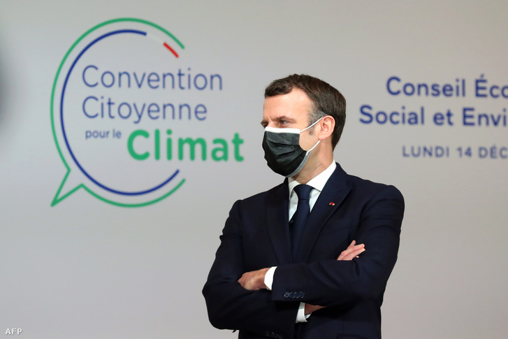 A francia elnök hétfőn az általa 2019-ben létrehozott polgári klímaügyi gyűlés, a CCC hétfői konferenciáján