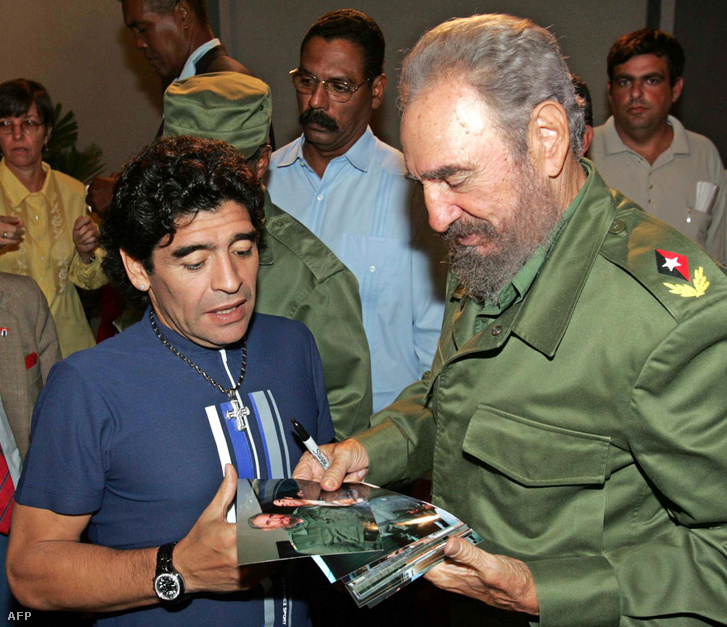 Diego Maradona és Fidel Castro Kubában 2005. október 27-én