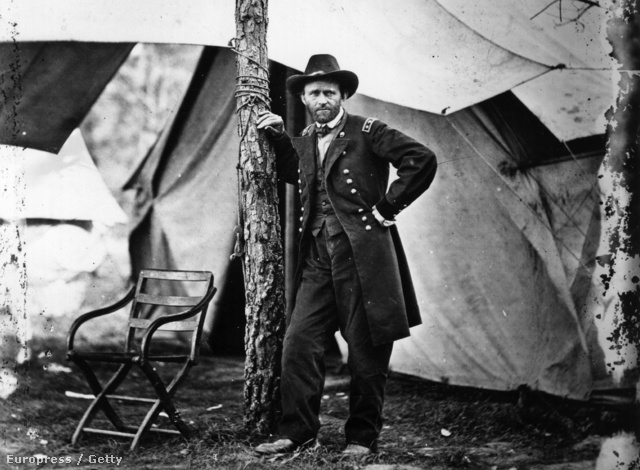 Ulysses S. Grant parancsnoki sátra előtt, City Pointban