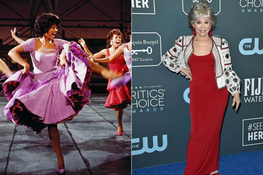 Rita Moreno 1961-ben a West Side Storyban és 2020 januárjában a Critics' Choice Awards-díjátadón. Semmit sem veszített a tűzrőlpattant kisugárzásából.